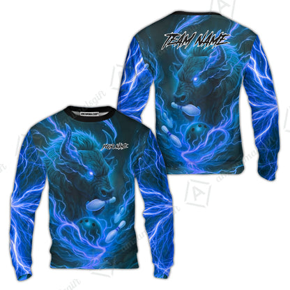 Custom Bowling Jersey Polo Shirt, Charging Bull Bowling Custom Bowling Jersey Team Shirt For Players With Name & Team Name