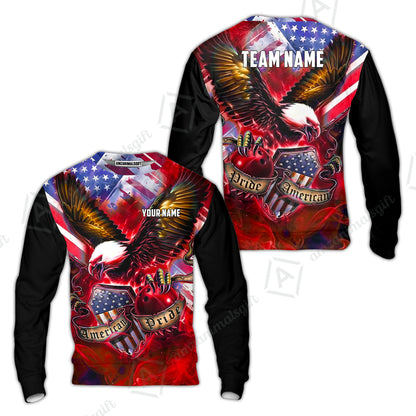 Custom Bowling Jersey Polo Shirt, American Pride Eagle, Personalized Name & Team Name