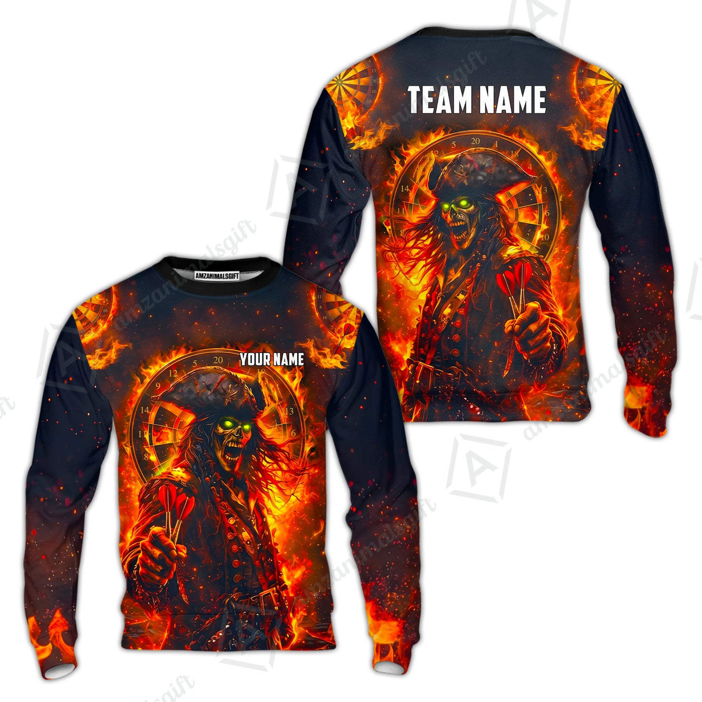Custom Darts Jersey Polo Shirt, Ghost Pirate, Custom Dart Jersey Team Shirt For Players With Name & Team Name