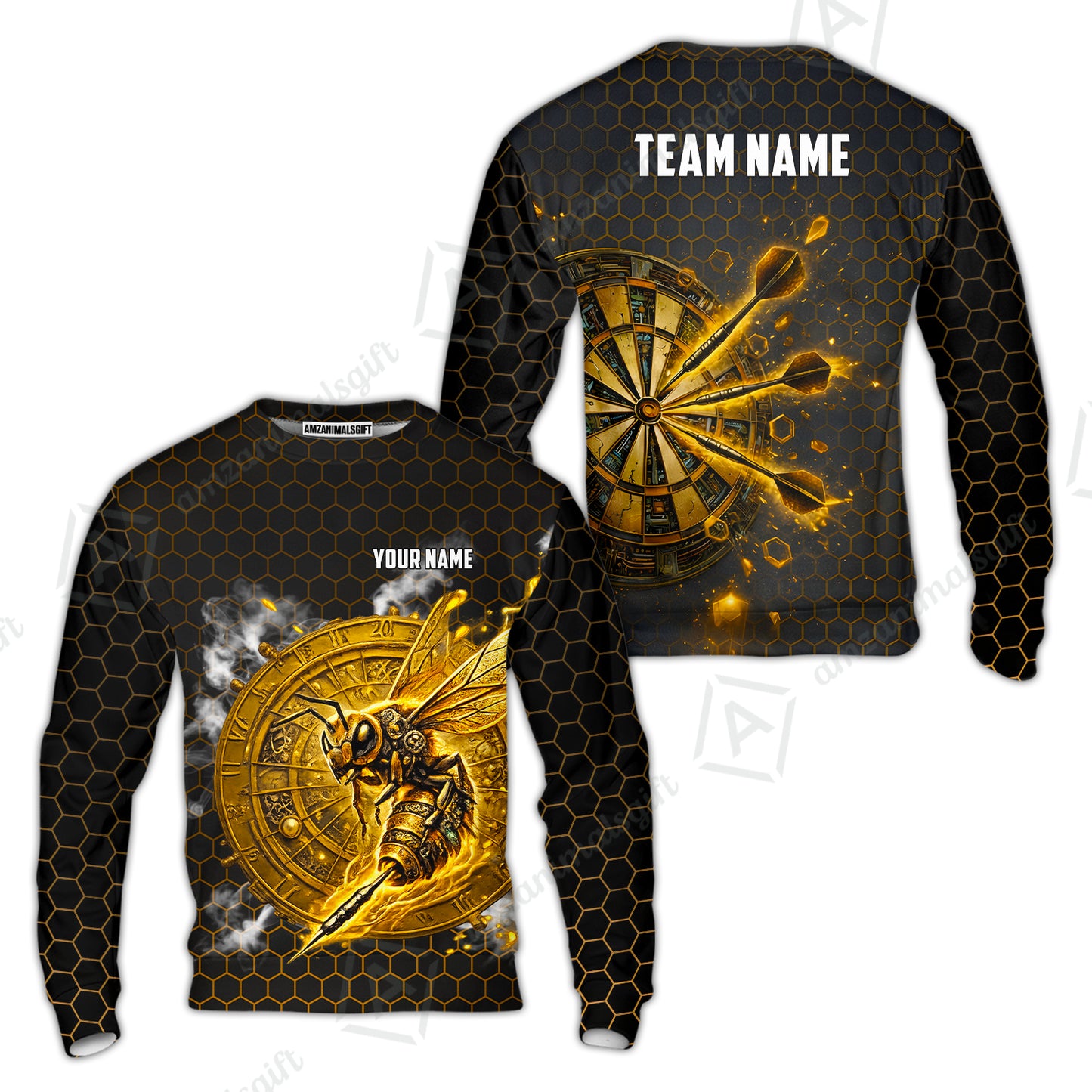 Custom Darts Team Jersey, Personalized Bee Strike Dart Polo Shirt For Players With Name & Team Name