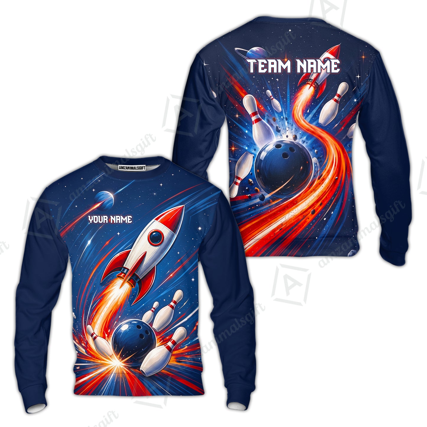 Custom Bowling Jersey Polo Shirt, Bowling Strike Rocket, Custom Bowling Jersey Team Shirt For Players With Name and Team Name