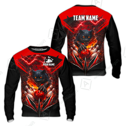 Custom Bowling Jersey Polo Shirt, Electric Panther Bowling, Personalized Name & Team Name