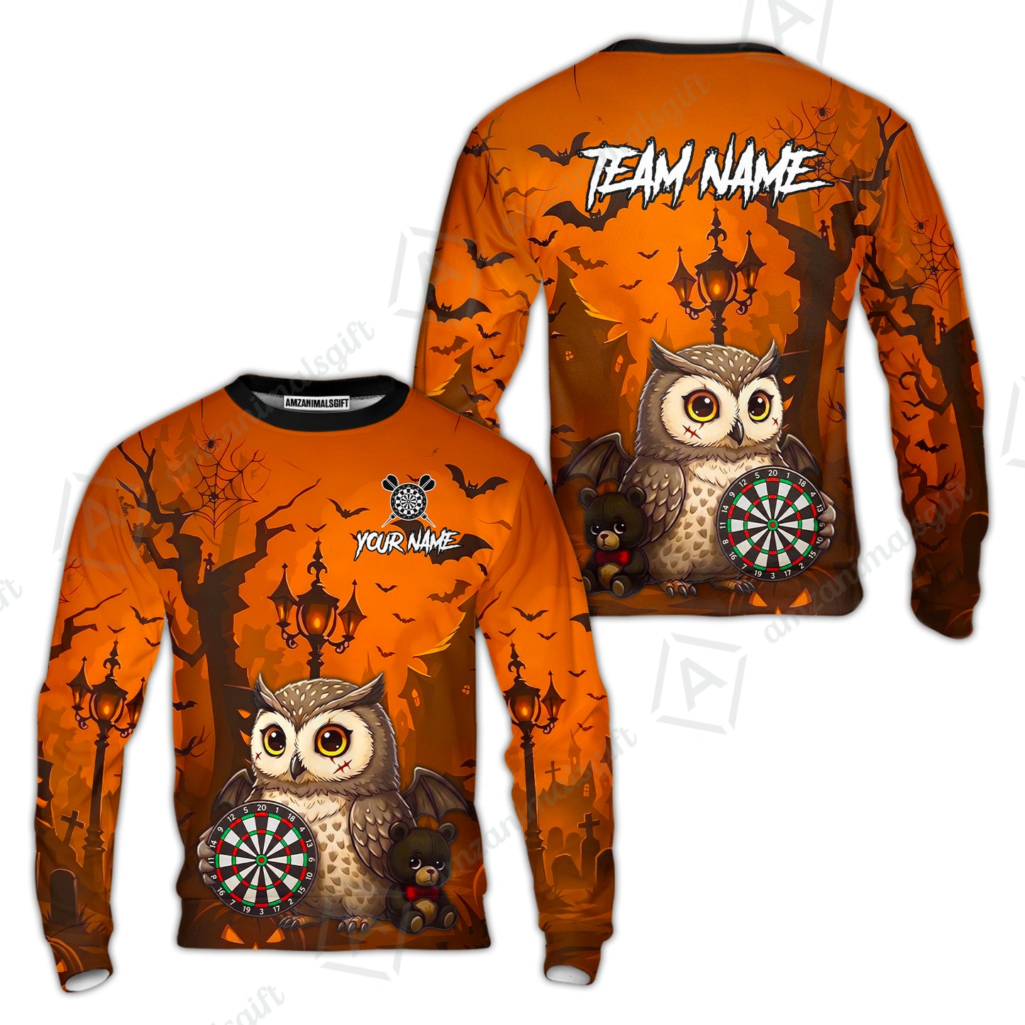 Custom Dart Jersey Team Shirt For Players, Owl In Halloween, Personalize Name and Team Name