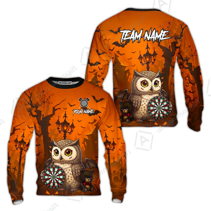 Custom Dart Jersey Team Shirt For Players, Owl In Halloween, Personalize Name and Team Name