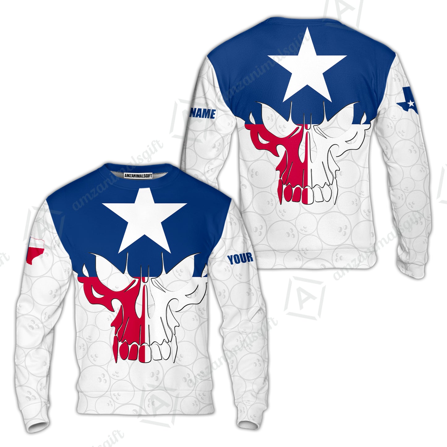 Custom Bowling Jersey Polo Shirt, Bowling Texas Flag Skull, Custom Bowling Jersey Team Shirt For Players With Name and Team Name