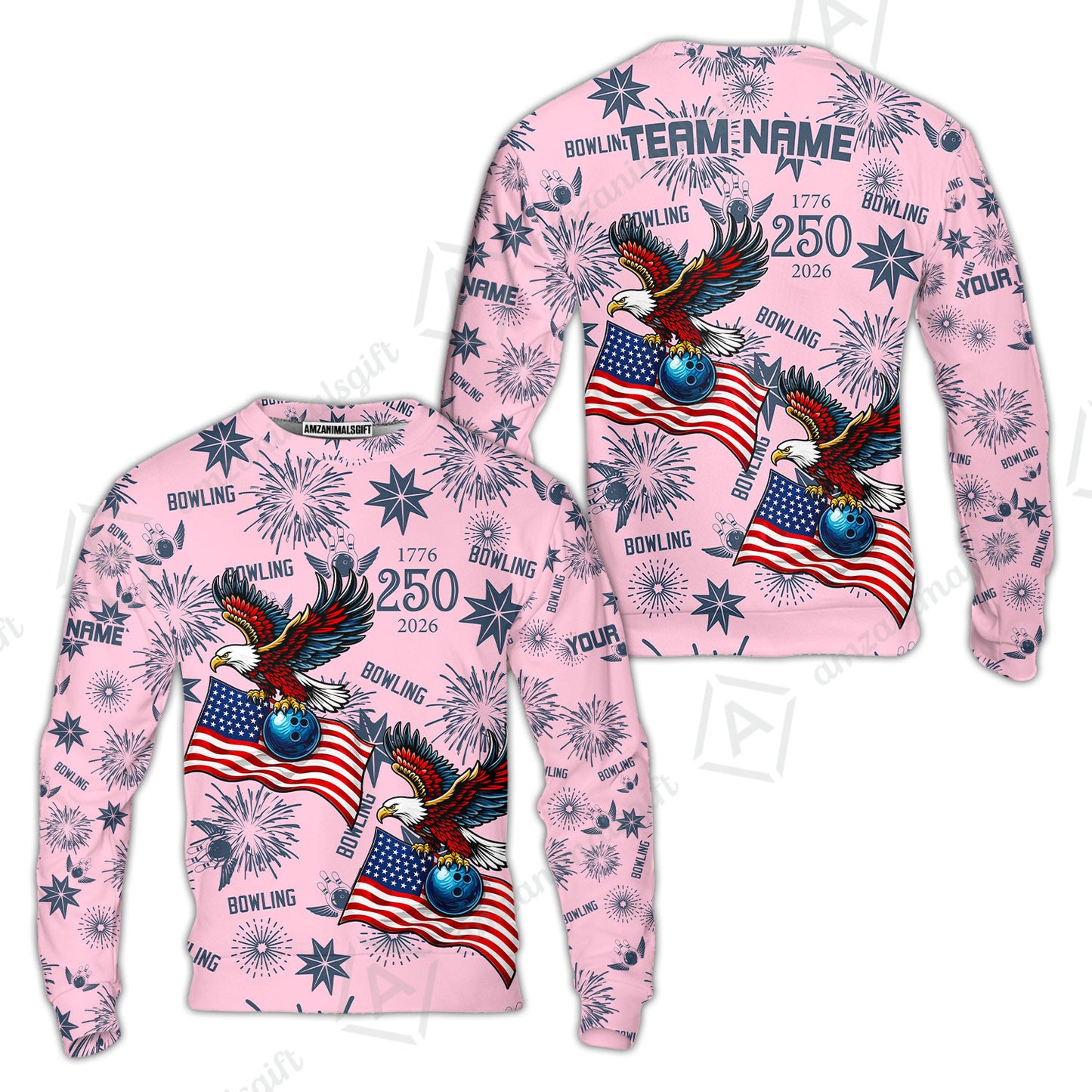 Custom Bowling Jersey Polo Shirt, USA 250 Years of Independence Bowling, Custom Bowling Jersey Team Shirt For Players With Name and Team Name