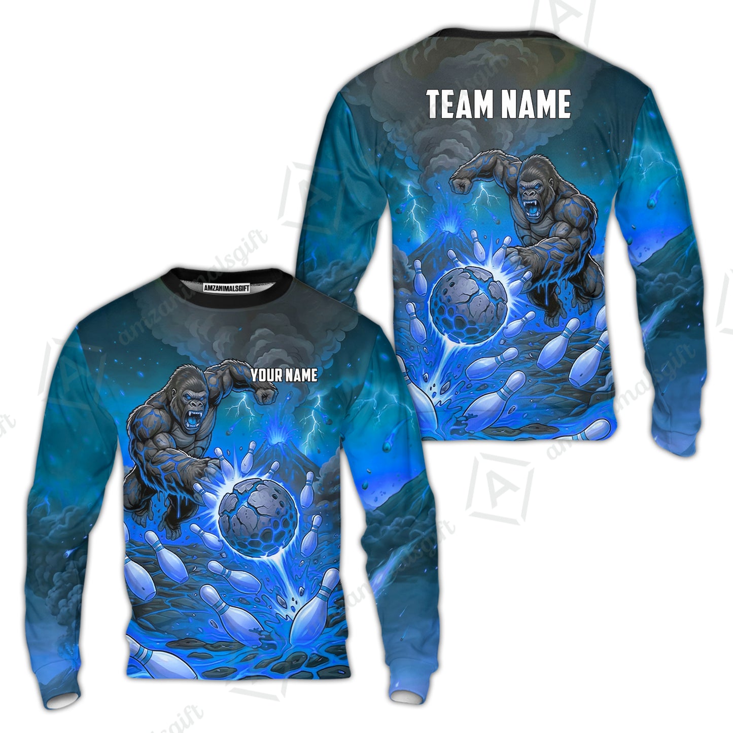 Custom Bowling Jersey Polo Shirt, Fierce Gorilla Strike Bowling, Custom Bowling Jersey Team Shirt For Players With Name & Team Name