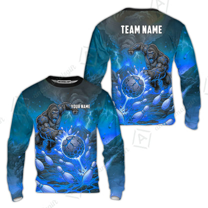 Custom Bowling Jersey Polo Shirt, Fierce Gorilla Strike Bowling, Custom Bowling Jersey Team Shirt For Players With Name & Team Name