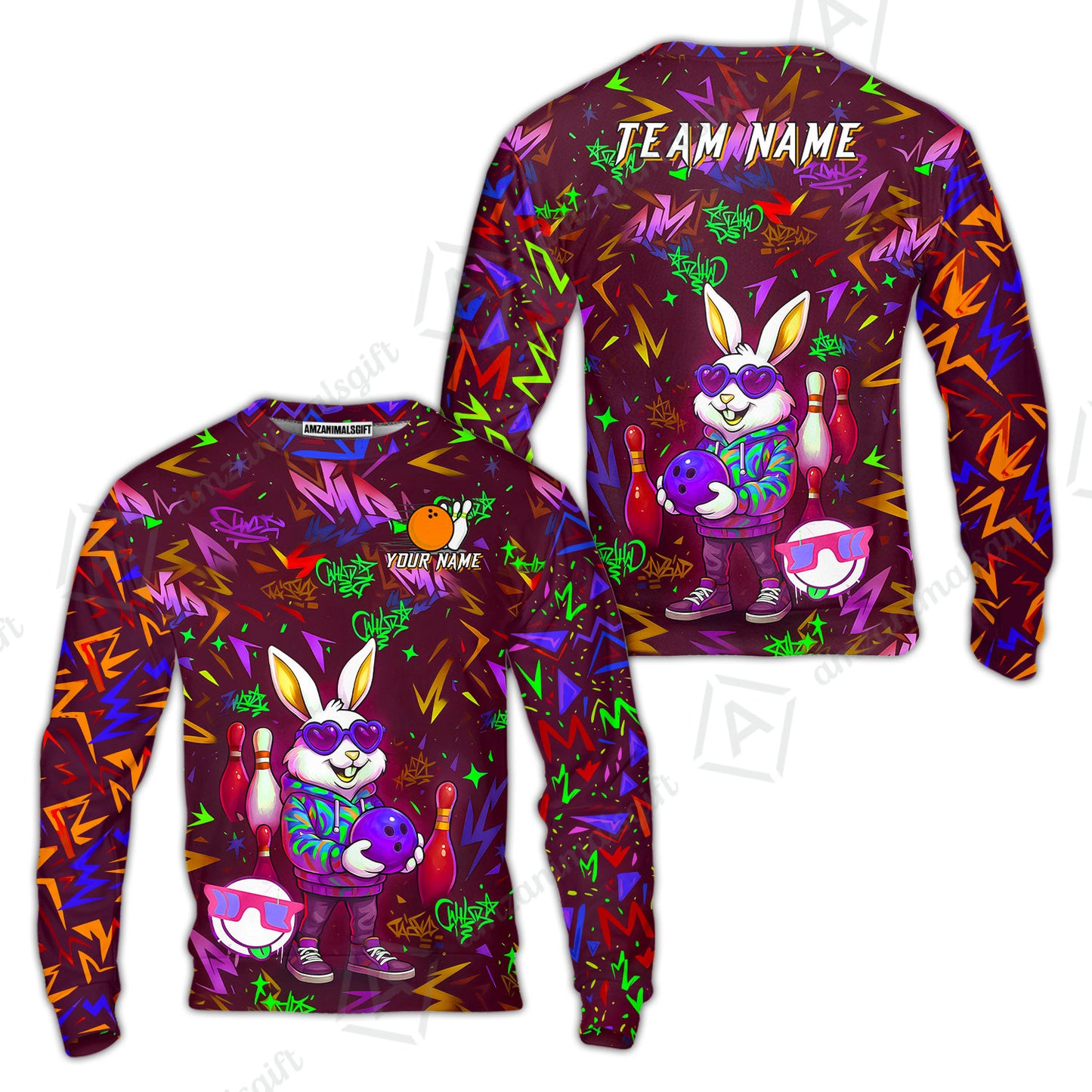 Custom Hip Hop Rabbit Bowling Jersey Polo Shirt, Custom Hip Hop Rabbit Bowling Jersey Team Shirt For Players With Name & Team Name