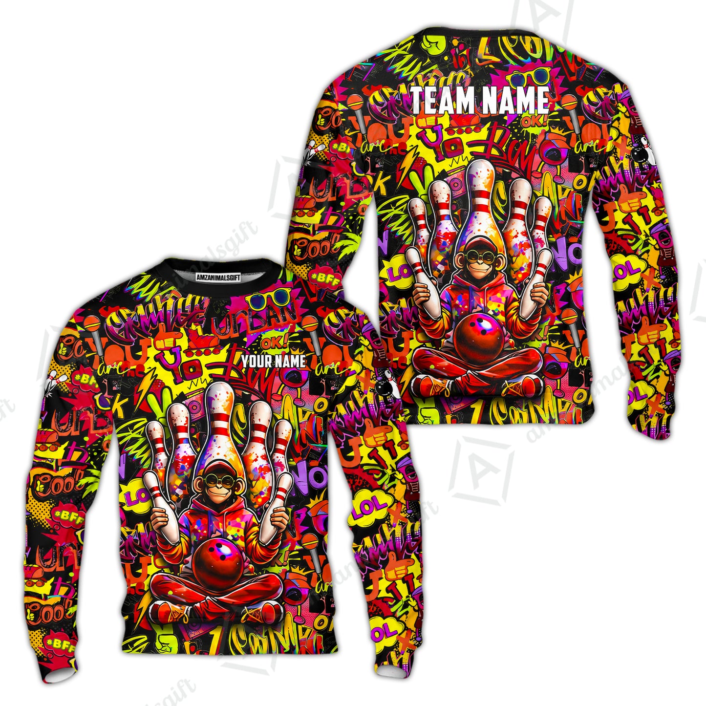 Custom Bowling Jersey Polo Shirt, Master Monkey Juggling, Custom Bowling Jersey Team Shirt For Players With Name & Team Name