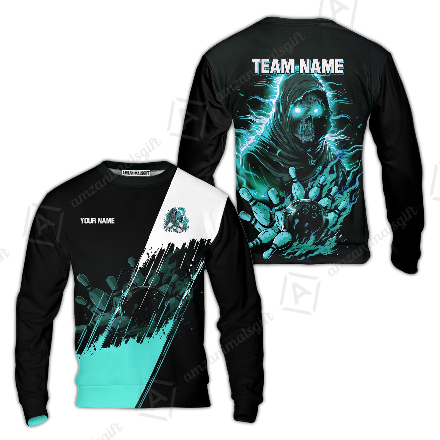 Custom Bowling Jersey Polo Shirt, Glow Reaper Bowling Custom Bowling Jersey Team Shirt For Players With Name & Team Name