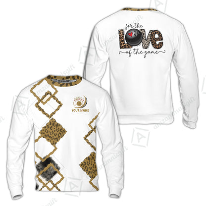 Custom Bowling Jersey Polo Shirt, Chic Leopard Print Love of the Game, Custom Bowling Jersey Team Shirt For Players With Name and Team Name