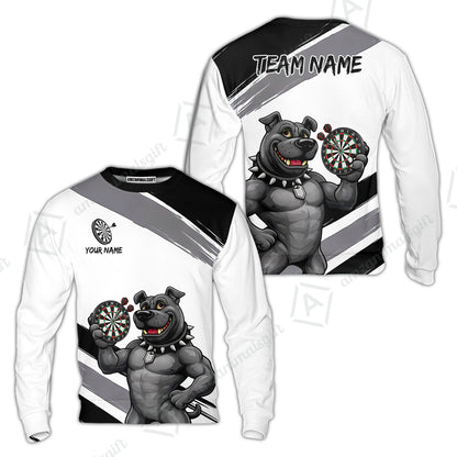 Custom Darts Jersey Polo Shirt, Pitbull Hold Dart Board, Custom Dart Jersey Team Shirt For Players With Name & Team Name