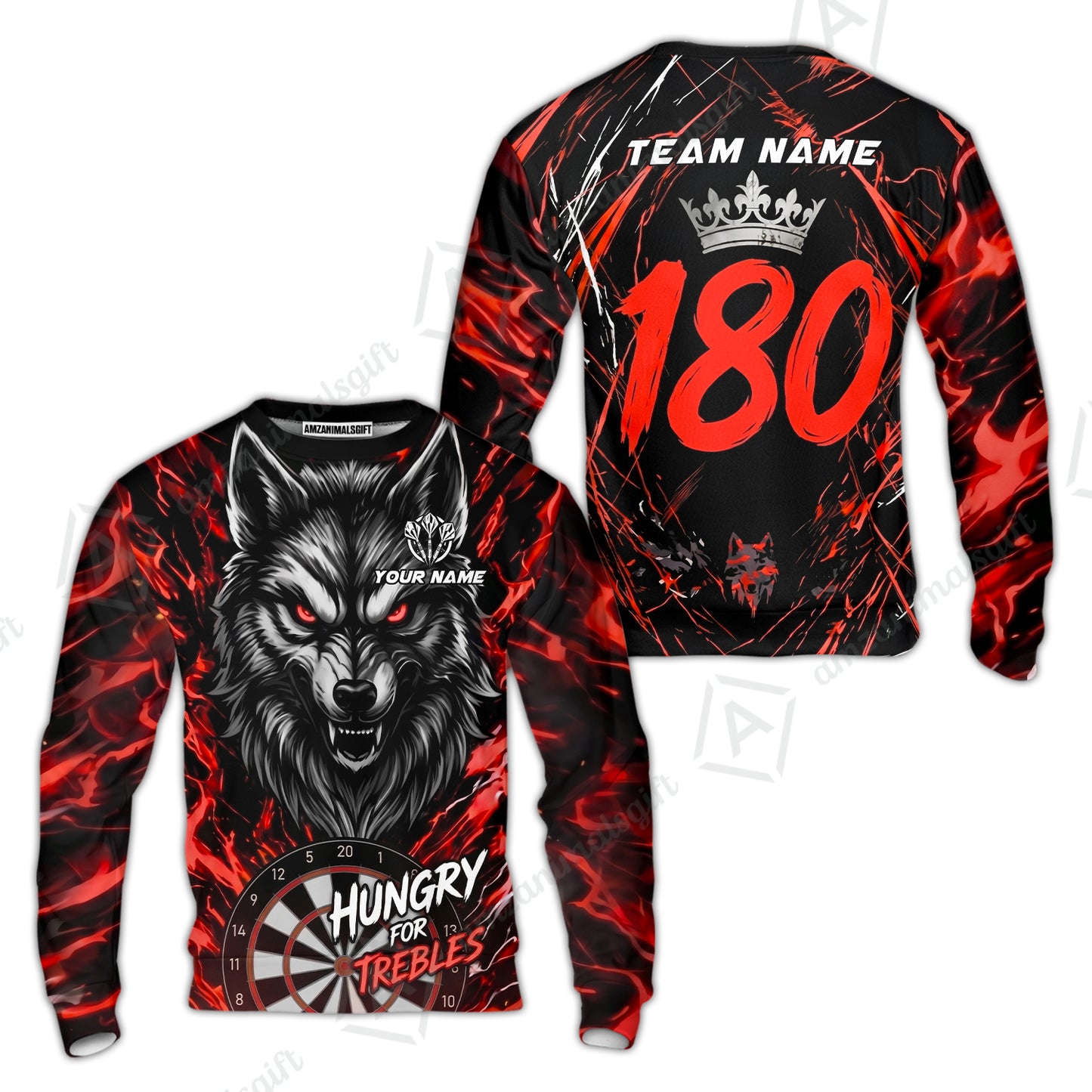 Custom Darts Jersey Polo Shirt, Wolf 180, Custom Dart Jersey Team Shirt For Players With Name & Team Name