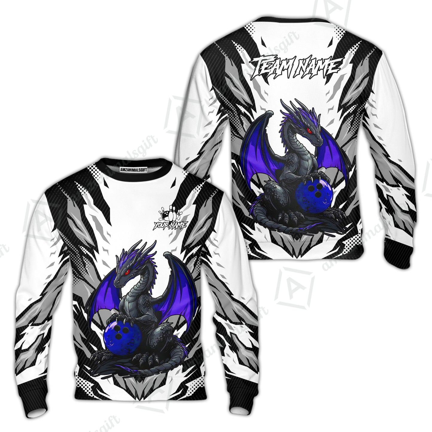 Custom Bowling Jersey Polo Shirt, Dragon Lover Custom Bowling Jersey Team Shirt For Players With Name & Team Name