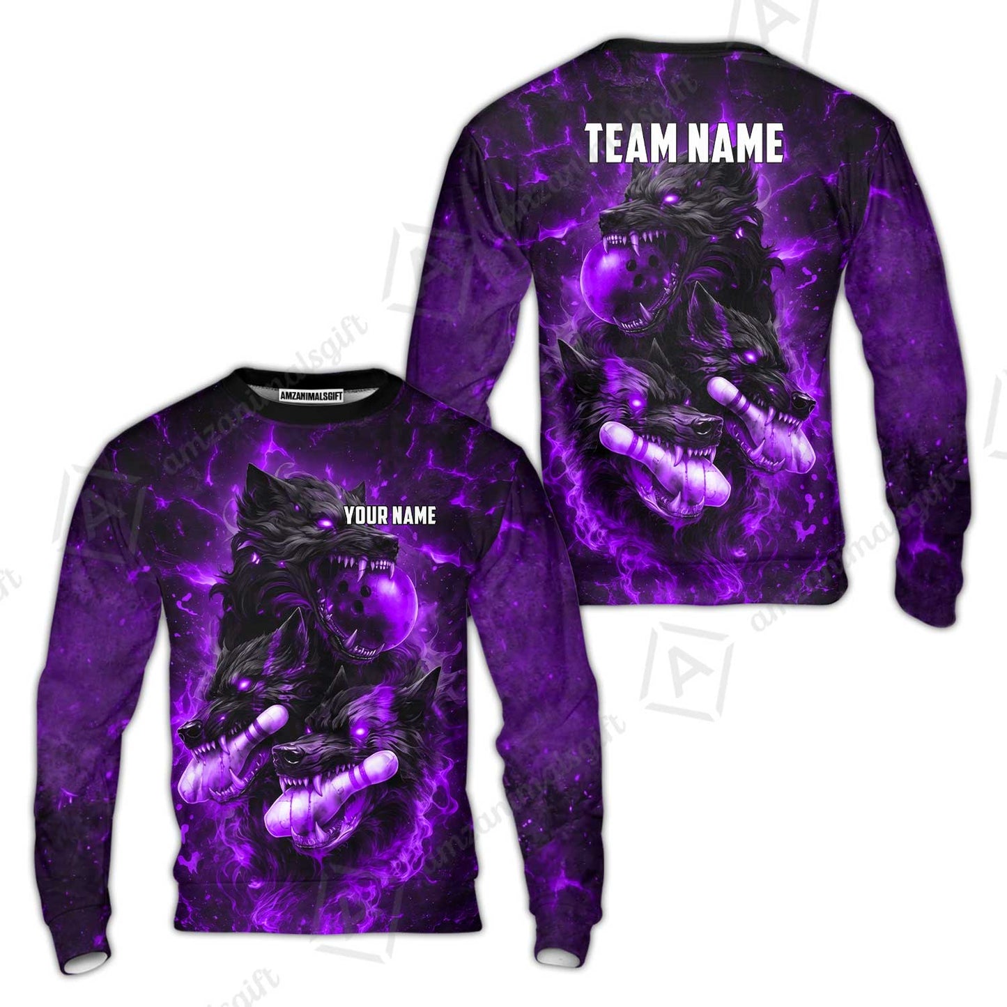 Custom Bowling Jersey Polo Shirt, Dark Fantasy Hellfire Werewolf, Custom Bowling Jersey Team Shirt For Players With Name & Team Name