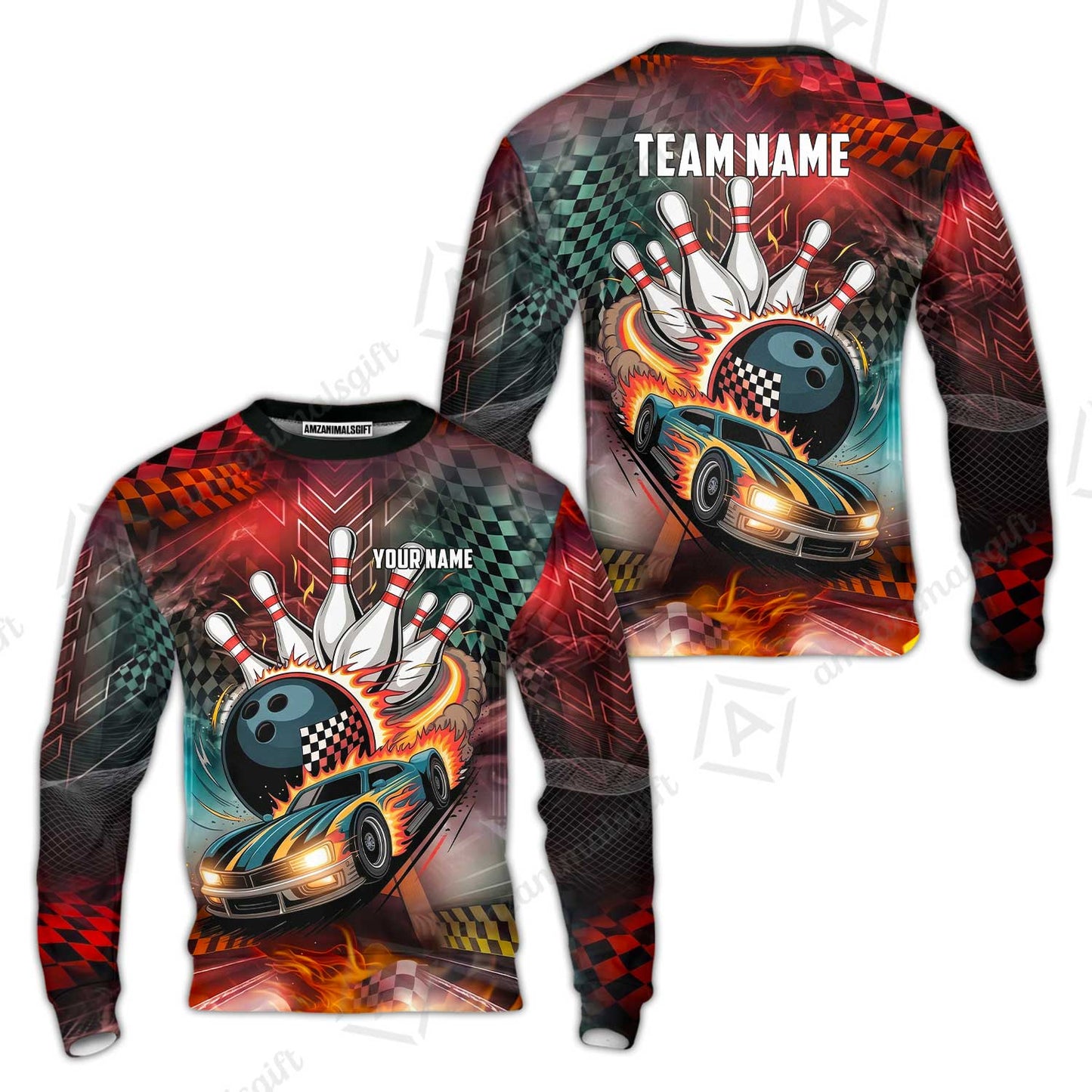 Custom Bowling Jersey Polo Shirt, Bowling Thunder Racing, Custom Bowling Jersey Team Shirt For Players With Name and Team Name