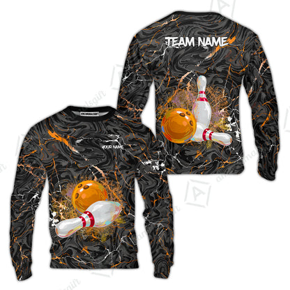 Customized Bowling Unisex Polo Shirt, Swirling Marbled Pattern Vibrant Veins, Bowling Uniforms, Personalized Name And Team Name