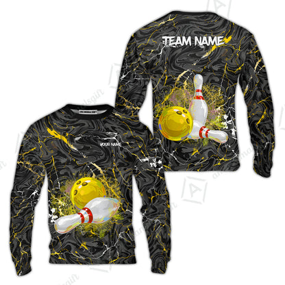 Customized Bowling Unisex Polo Shirt, Swirling Marbled Pattern Vibrant Veins, Bowling Uniforms, Personalized Name And Team Name