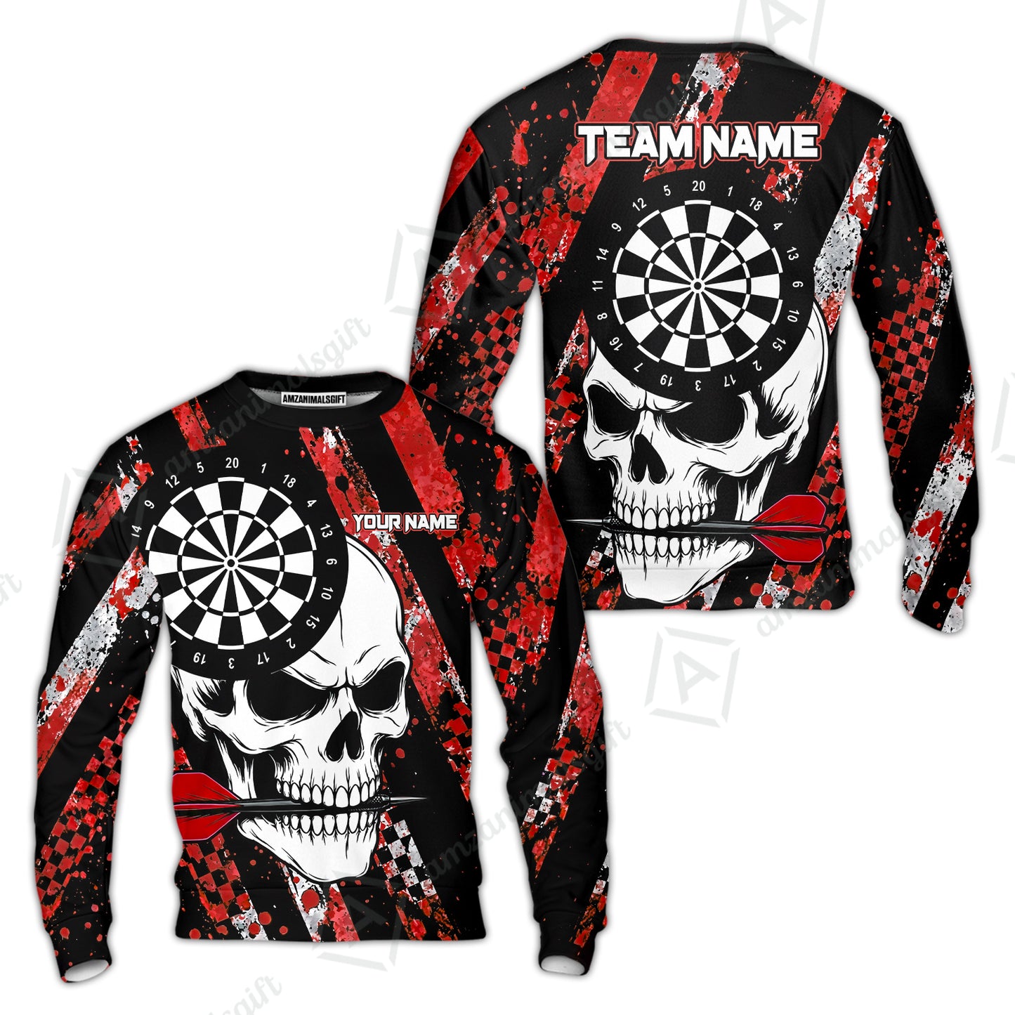 Custom Darts Jersey Polo Shirt, Skull Bites Dart, Custom Dart Jersey Team Shirt For Players With Name & Team Name