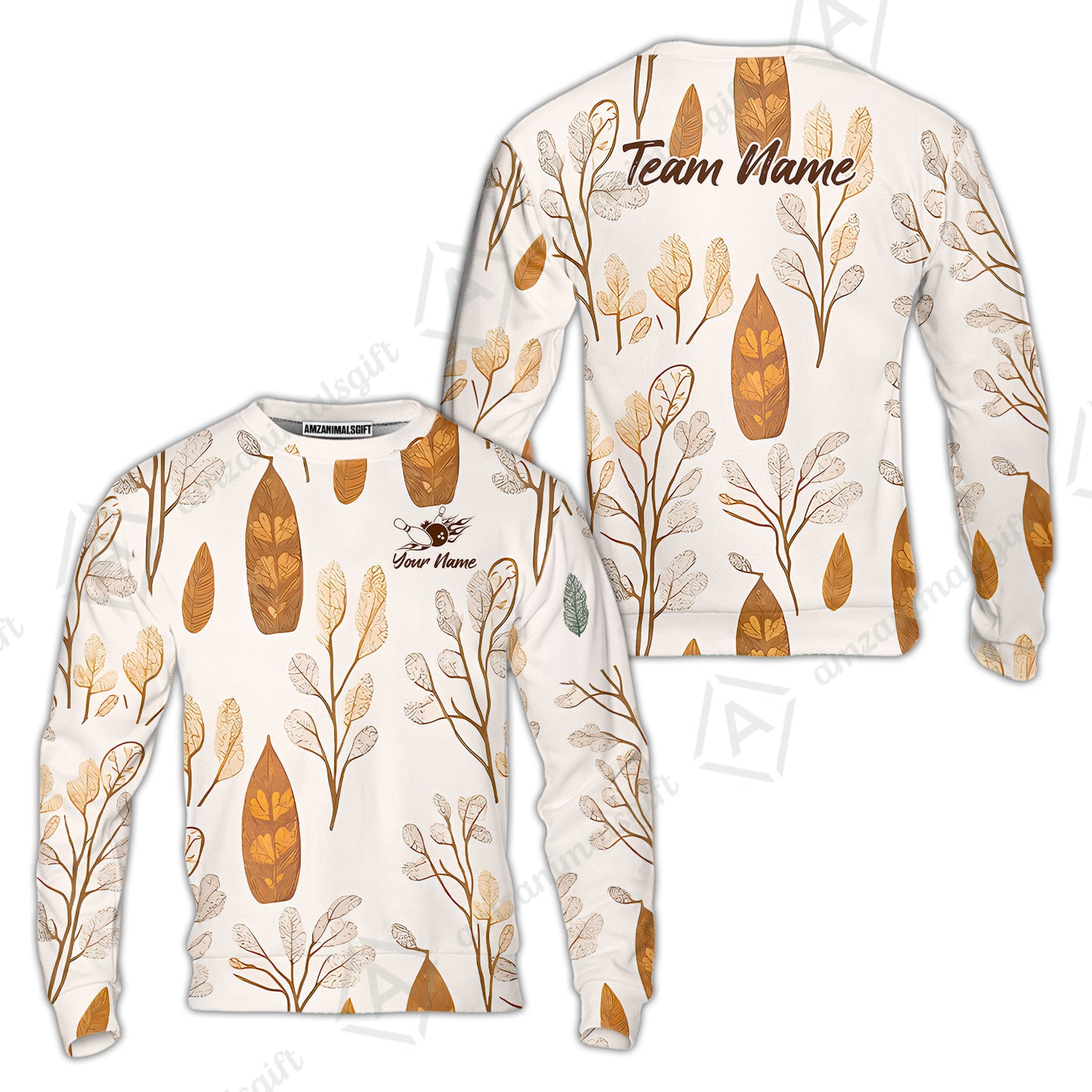 Custom Bowling Jersey Polo Shirt, Leave Pattern, Custom Bowling Jersey Team Shirt For Players With Name & Team Name