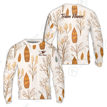 Custom Bowling Jersey Polo Shirt, Leave Pattern, Custom Bowling Jersey Team Shirt For Players With Name & Team Name