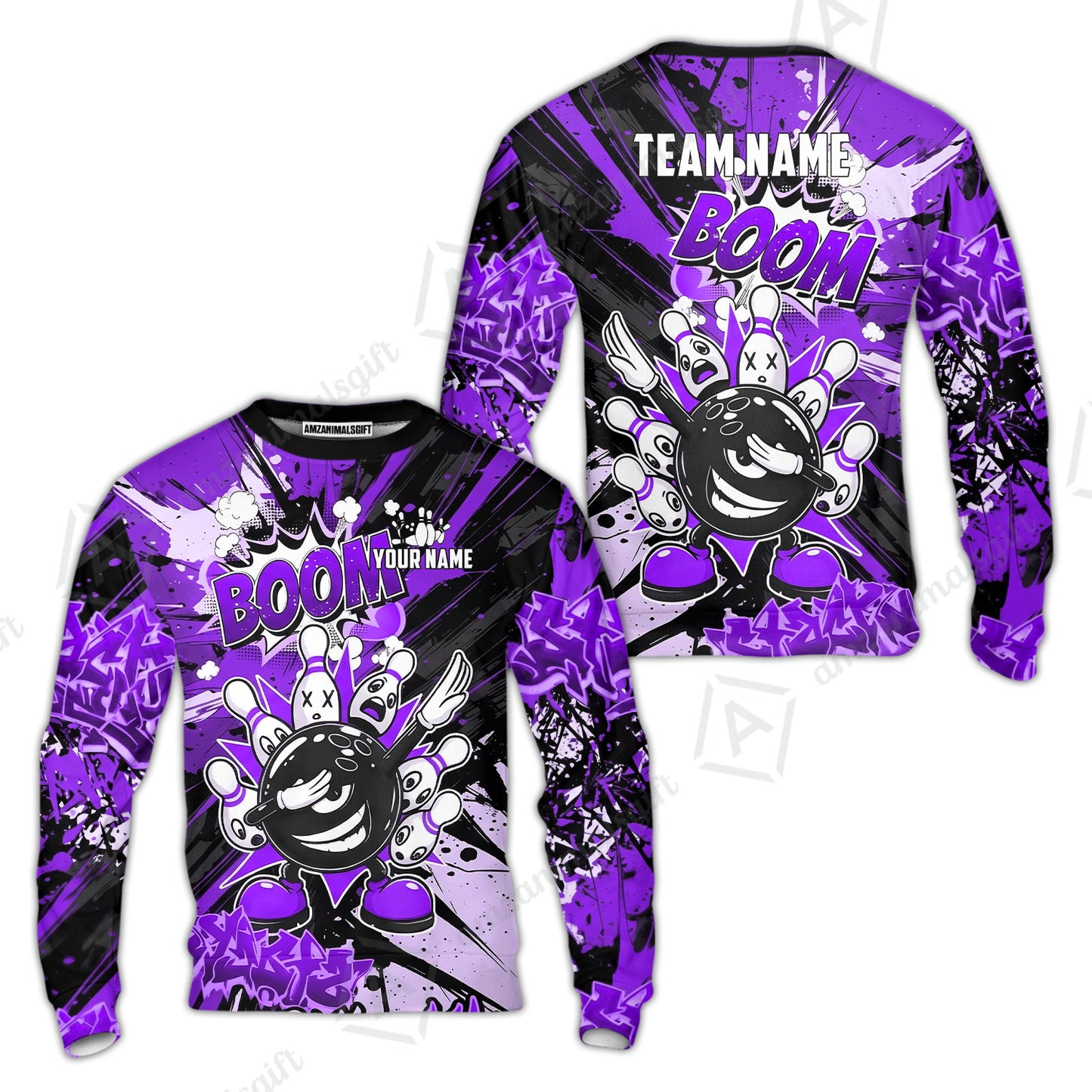 Custom Bowling Jersey Polo Shirt, Dabbing Cartoon Monster, Custom Bowling Jersey Team Shirt For Players With Name & Team Name