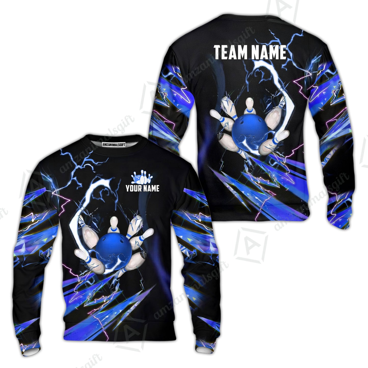 Custom Bowling Jersey Polo Shirt, Electric Strike & Neon Plasma, Custom Bowling Jersey Team Shirt For Players With Name & Team Name