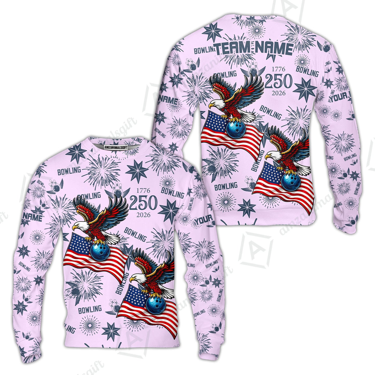 Custom Bowling Jersey Polo Shirt, USA 250 Years of Independence Bowling, Custom Bowling Jersey Team Shirt For Players With Name and Team Name