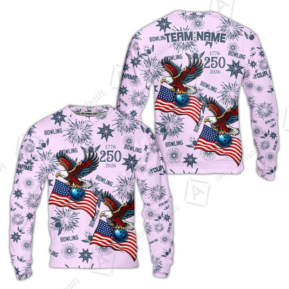 Custom Bowling Jersey Polo Shirt, USA 250 Years of Independence Bowling, Custom Bowling Jersey Team Shirt For Players With Name and Team Name