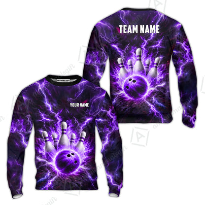 Custom Bowling Jersey Polo Shirt, Electric Lightning Storm Bowling, Custom Bowling Jersey Team Shirt For Players With Name and Team Name