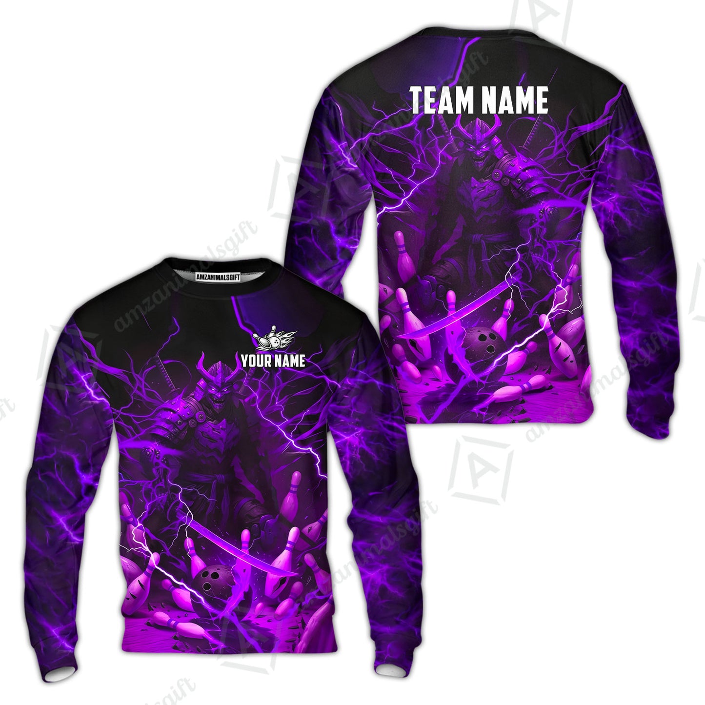 Custom Bowling Jersey Polo Shirt, Fiery Samurai Strike, Custom Bowling Jersey Team Shirt For Players With Name & Team Name