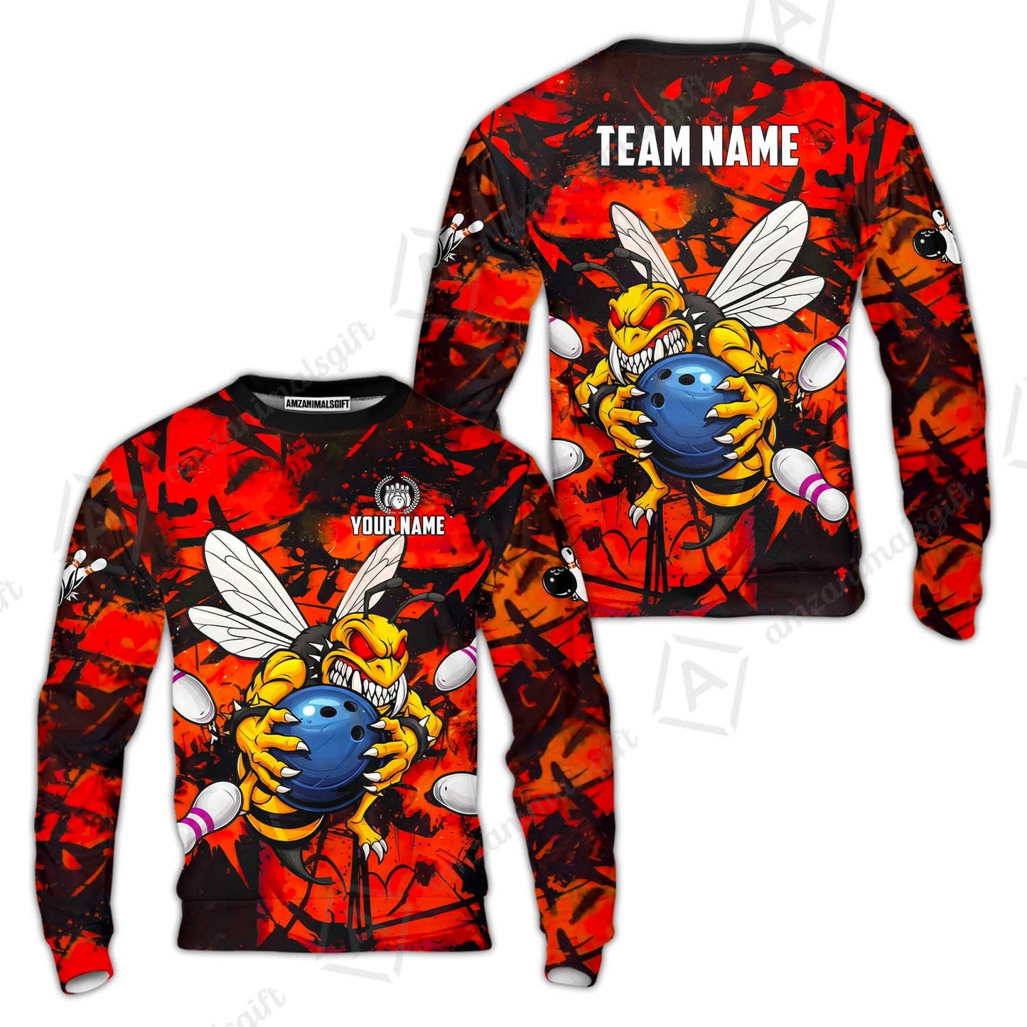 Custom Bowling Jersey Polo Shirt, The Wild Wasp Strike, Custom Bowling Jersey Team Shirt For Players With Name & Team Name