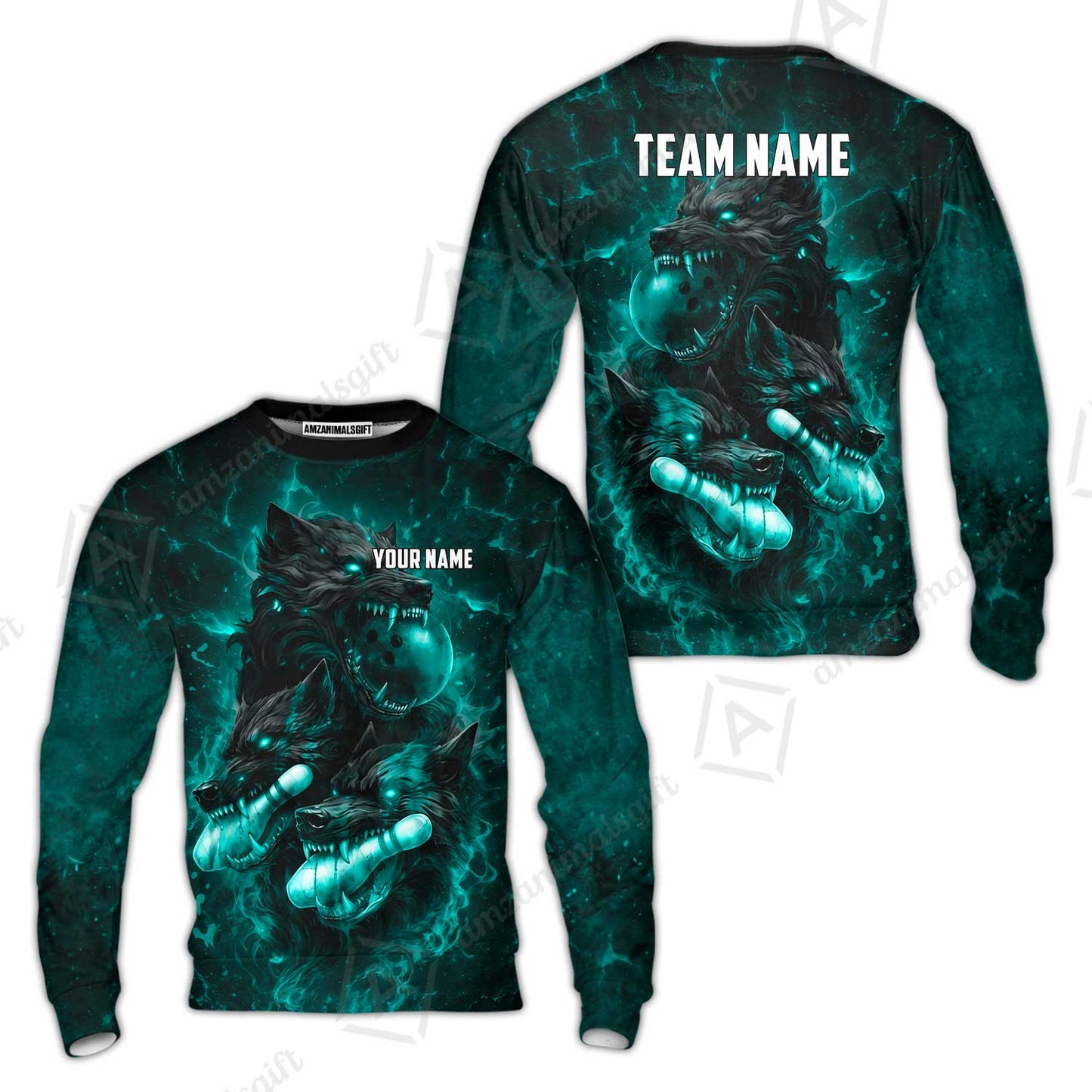 Custom Bowling Jersey Polo Shirt, Dark Fantasy Hellfire Werewolf, Custom Bowling Jersey Team Shirt For Players With Name & Team Name