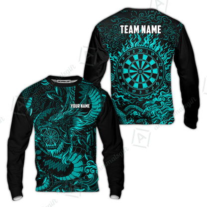 Custom Darts Jersey Polo Shirt, Dragon's Bullseye Darts, Custom Dart Jersey Team Shirt For Players With Name & Team Name