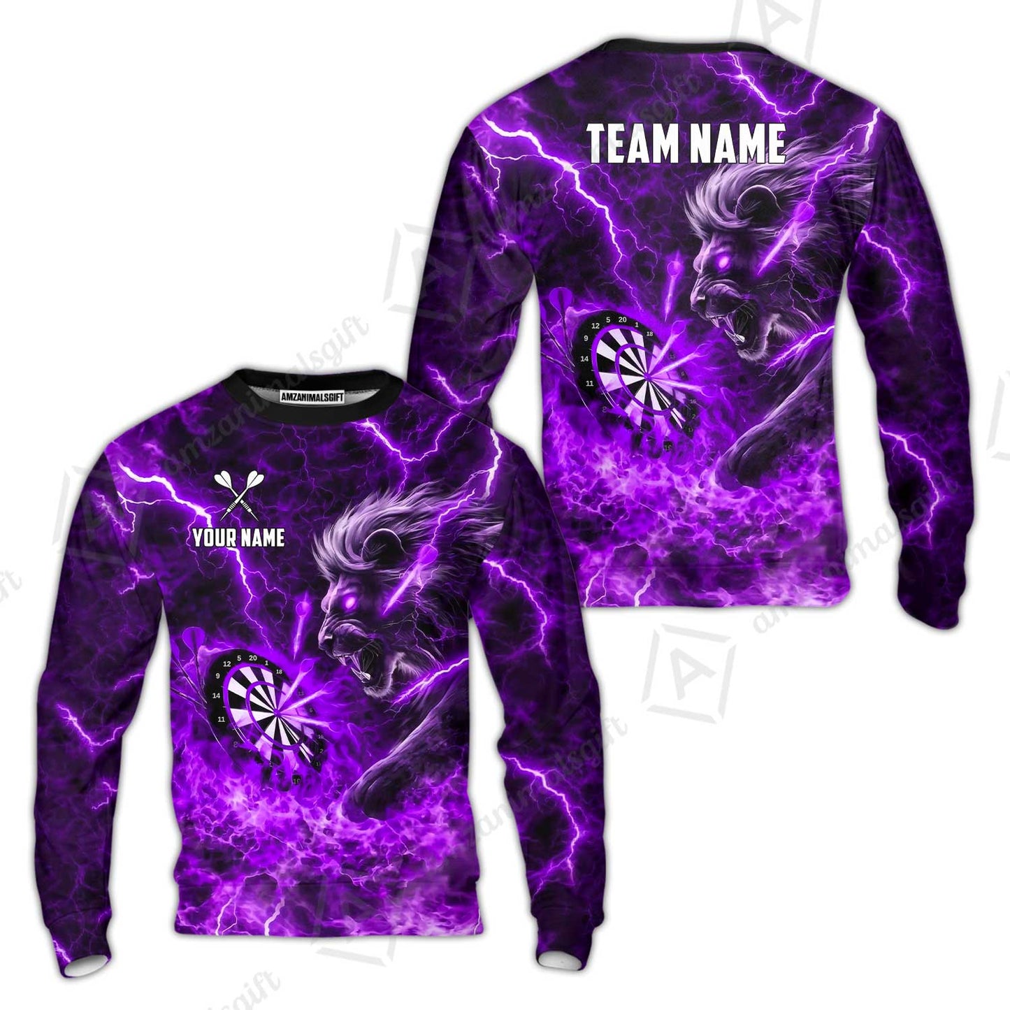 Custom Darts Team Jersey, Personalized Lightning Lion Jersey Shirt For Players With Name & Team Name