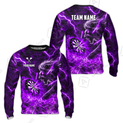 Custom Darts Team Jersey, Personalized Lightning Lion Jersey Shirt For Players With Name & Team Name