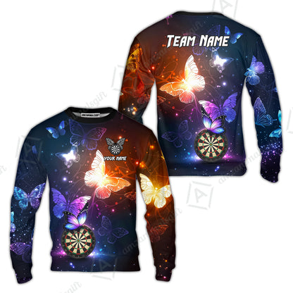 Custom Darts Jersey Polo Shirt, Butterfly Sparkle Darts, Custom Dart Jersey Team Shirt For Players With Name & Team Name