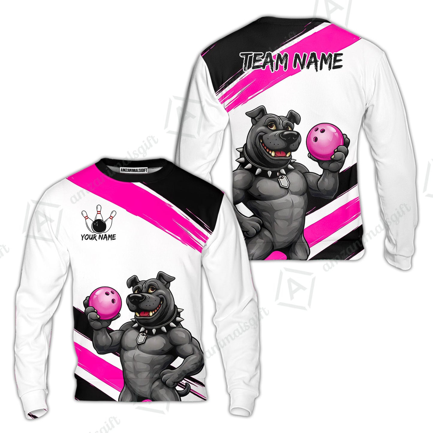 Custom Bowling Jersey Polo Shirt, Badass Dog Bowling Custom Bowling Jersey Team Shirt For Players With Name & Team Name
