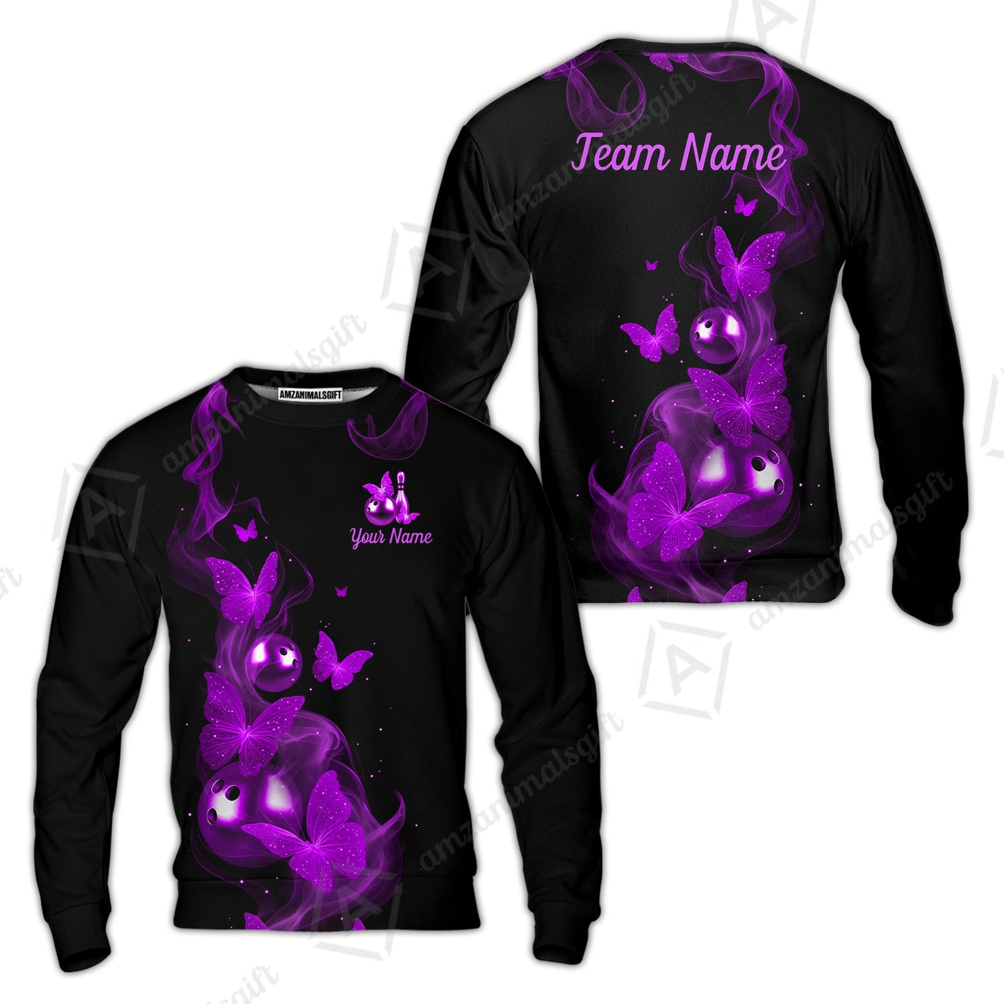 Custom Bowling Jersey Polo Shirt, Butterfly Bowling Smoke, Custom Bowling Jersey Team Shirt For Players With Name & Team Name