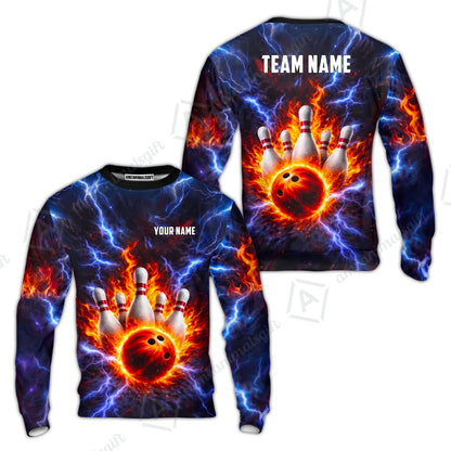 Custom Bowling Jersey Polo Shirt, Electric Lightning Storm Bowling, Custom Bowling Jersey Team Shirt For Players With Name and Team Name