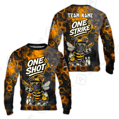 Customized Bowling Unisex Polo Shirt, One Shot HipHop Bee Bowling, Bowling Uniform - Personalized Name And Team Name