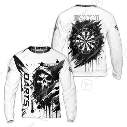 Custom Darts Jersey Polo Shirt, Grim Reaper Sketch Splatter, Custom Dart Jersey Team Shirt For Players With Name & Team Name