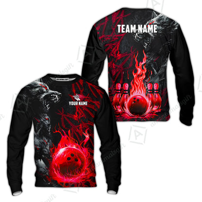 Custom Bowling Jersey Polo Shirt, Hellfire Werewolf & Crimson Strike, Custom Bowling Jersey Team Shirt For Players With Name & Team Name
