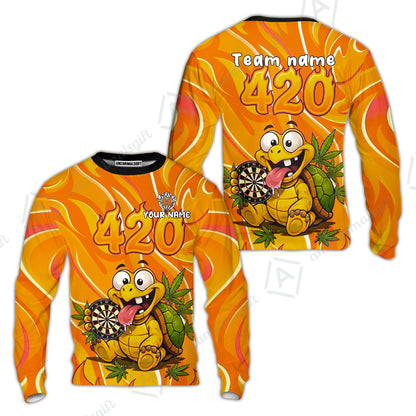 Custom Dart Jersey Team Shirt For Players, Funny Turtle 420, Personalize Name and Team Name
