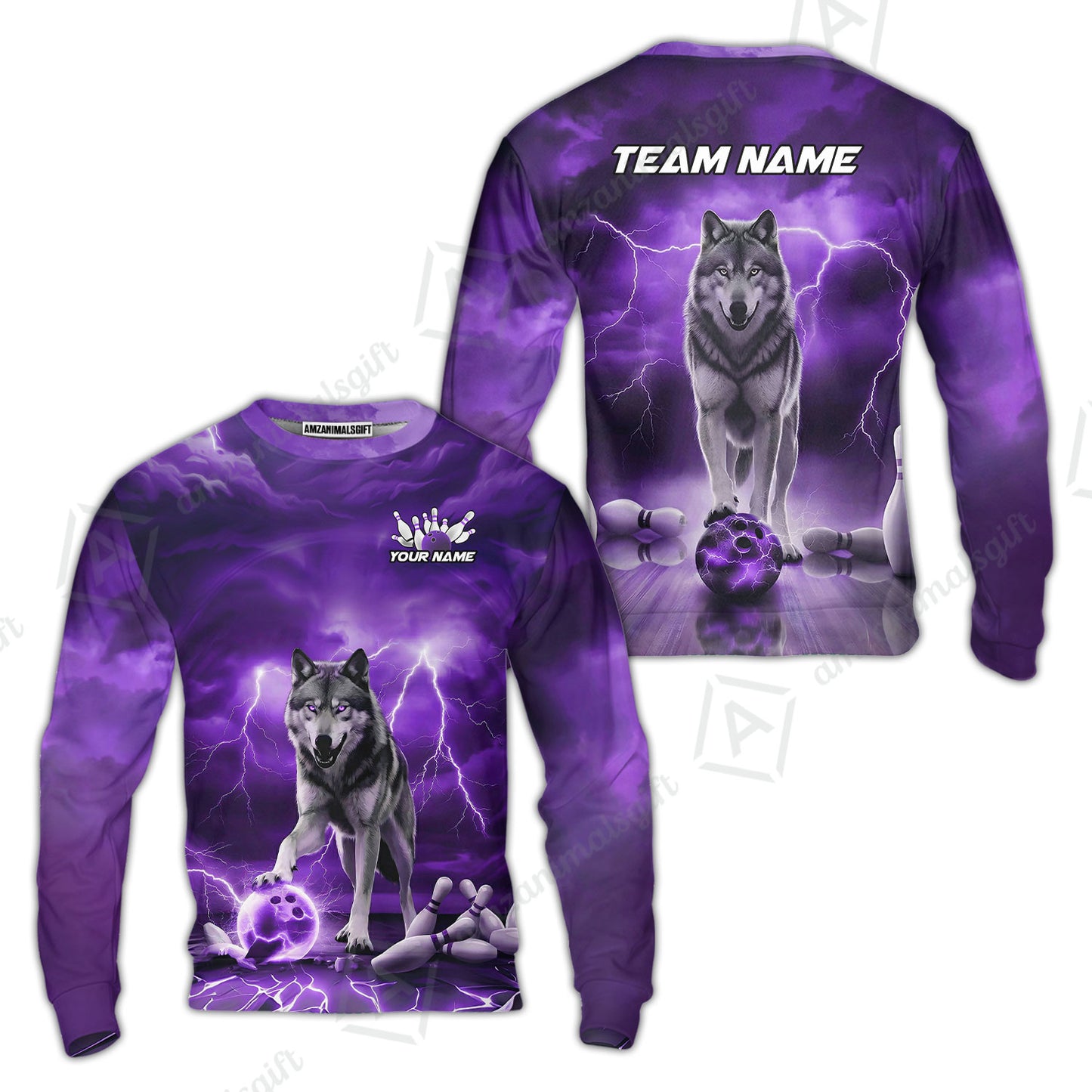 Custom Bowling Jersey Polo Shirt, Electric Wolf Bowling Custom Bowling Jersey Team Shirt For Players With Name & Team Name