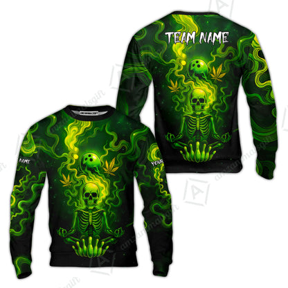 Custom Bowling Team Unisex Polo Shirt, Neon Skull CNB Bowling Custom Shirt Featuring Personalized Name and Team Name