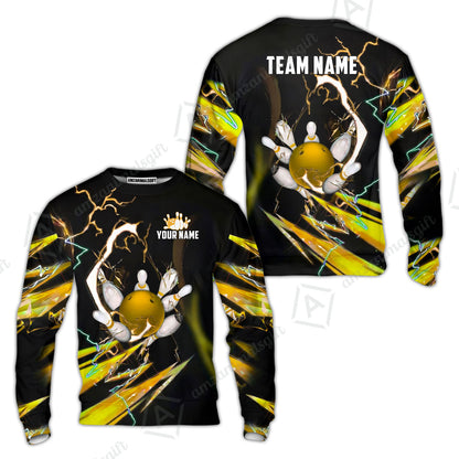 Custom Bowling Jersey Polo Shirt, Electric Strike & Neon Plasma, Custom Bowling Jersey Team Shirt For Players With Name & Team Name