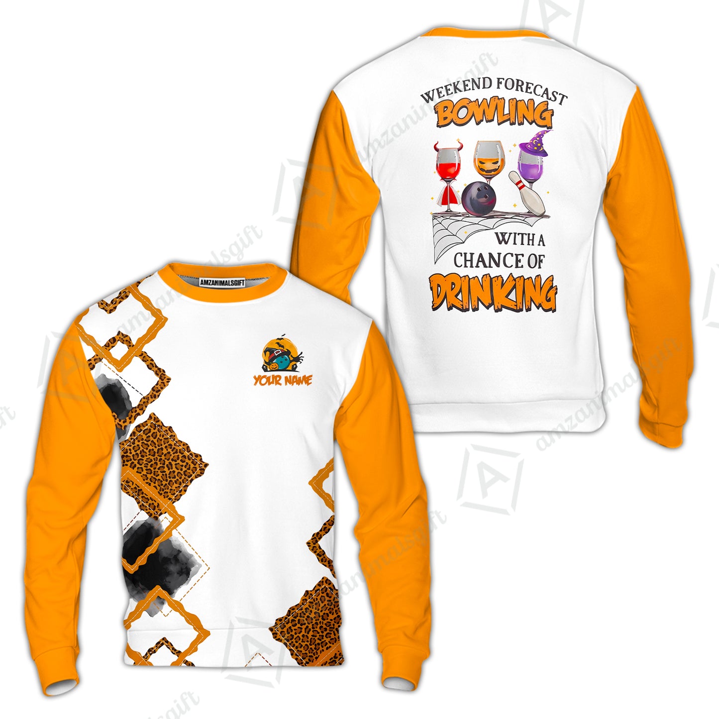 Custom Bowling Jersey Polo Shirt, Weekend Forecast Bowling With A Chance Of Drinking, Personalize Name and Team Name