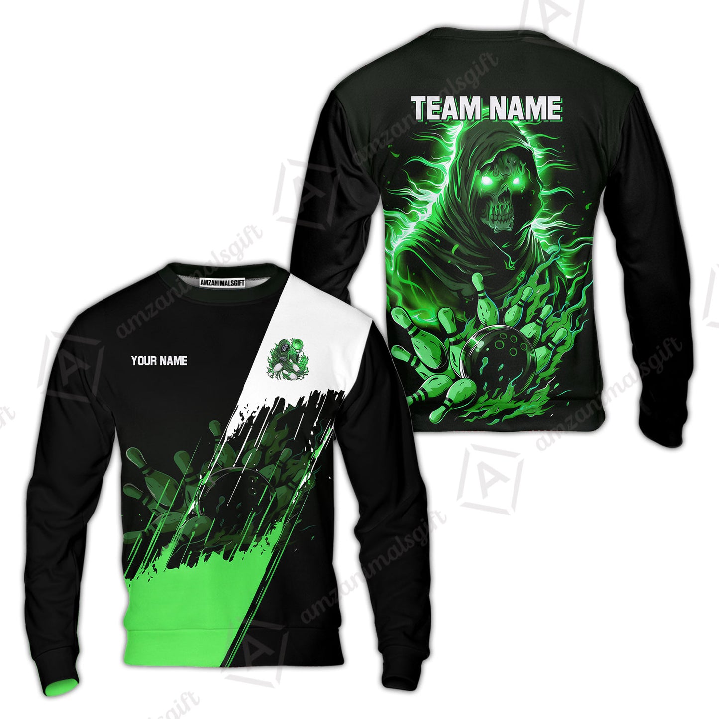 Custom Bowling Jersey Polo Shirt, Glow Reaper Bowling Custom Bowling Jersey Team Shirt For Players With Name & Team Name